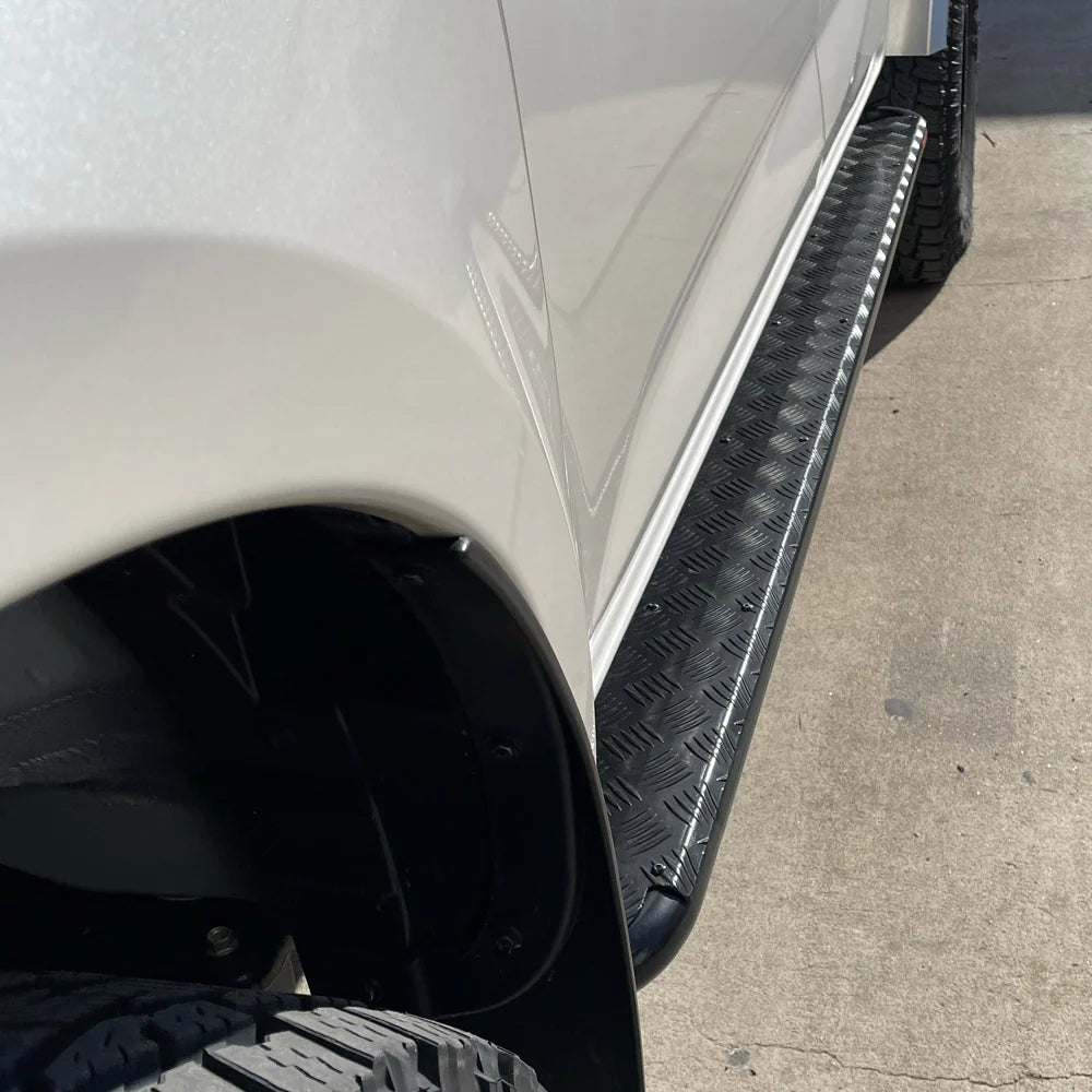 ISUZU DMax 2021+ FLAT Rock Sliders / Side Steps - P/C Ally Checkerplate Tread (SUPPLIED & FITTED IN STORE ONLY) - Image 2