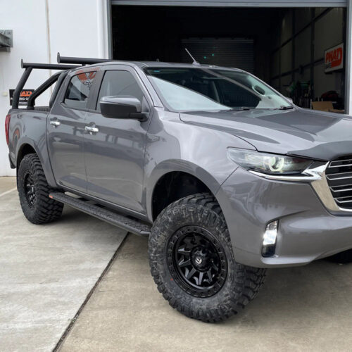 Mazda BT-50 TF 2021+ FLAT Rock Sliders / Side Steps – P/C Ally Checkerplate Tread (SUPPLIED & FITTED IN STORE ONLY)