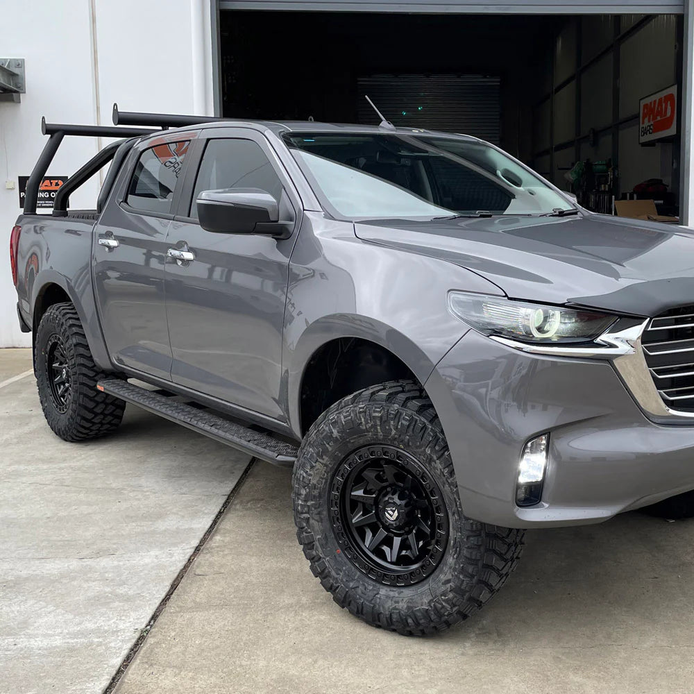 Mazda BT-50 TF 2021+ FLAT Rock Sliders / Side Steps - P/C Ally Checkerplate Tread (SUPPLIED & FITTED IN STORE ONLY)